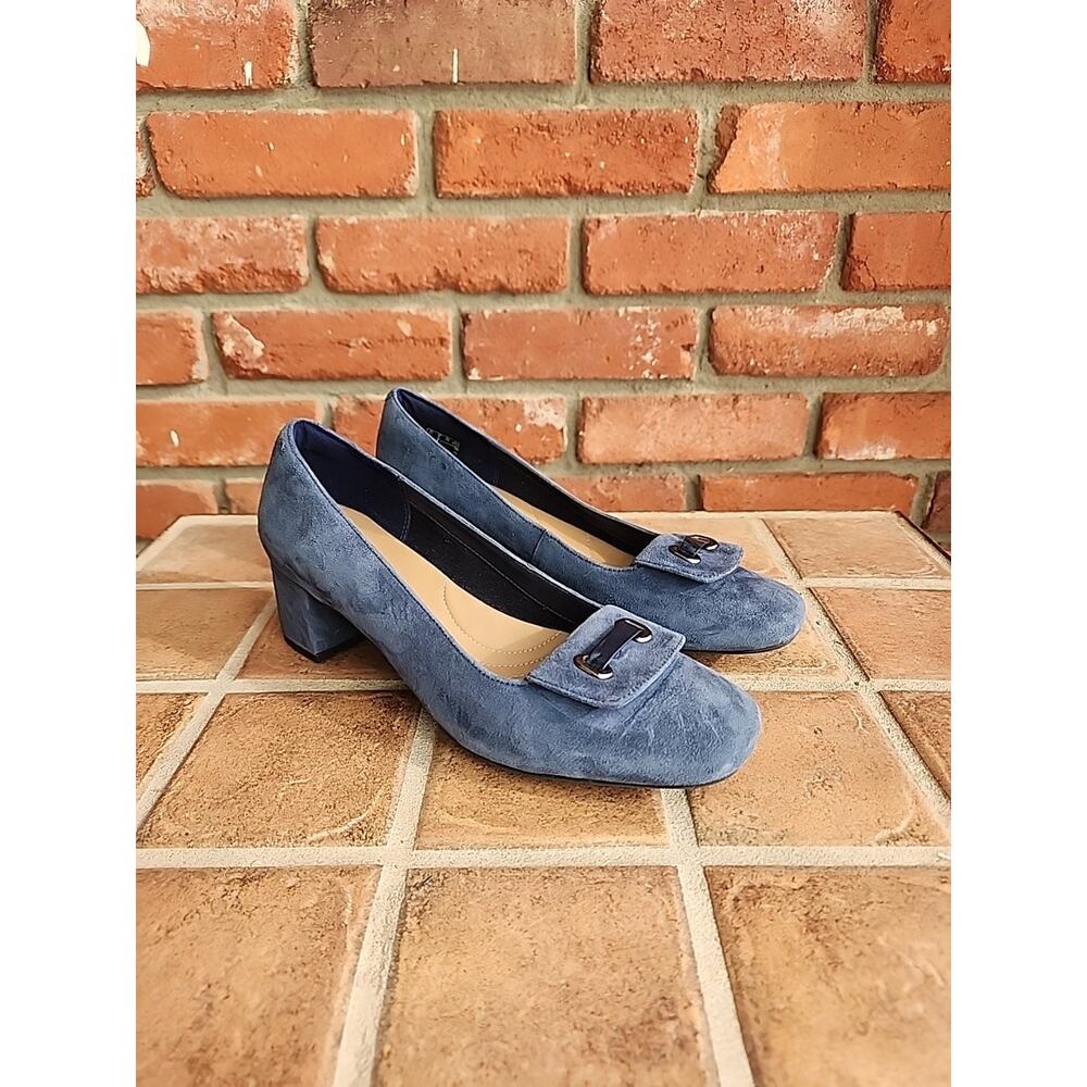 New Clarks Tealia Gia Women's NAVY Suede Leather Dress Pump Size 9M, $129